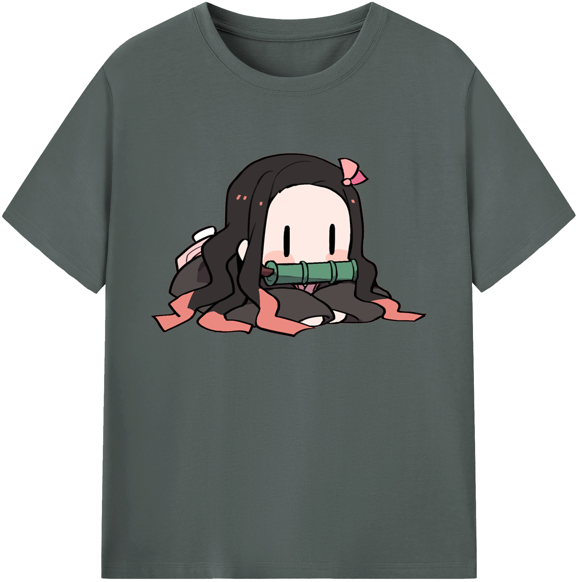 （画像用） 鬼滅の刃（きめつのやいば）竈門 禰󠄀豆子／かまど ねずこ Kamado Nezuko 綿100％ メンズ半袖Tシャツ｜肌触りやわらか＆通気性